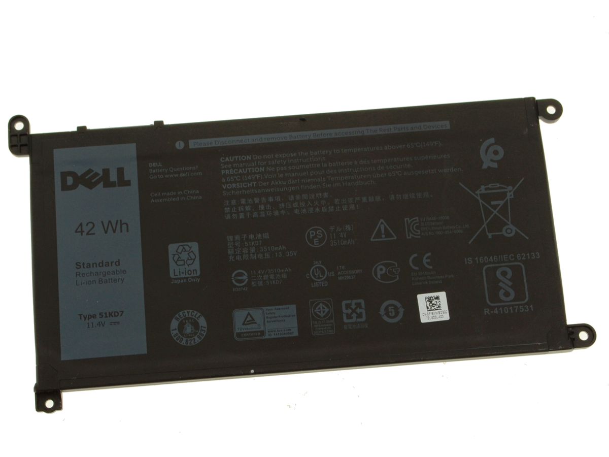 (image for) Original 42Wh 3-Cell Dell 51KD7 051KD7 FY8XM Y07HK Battery